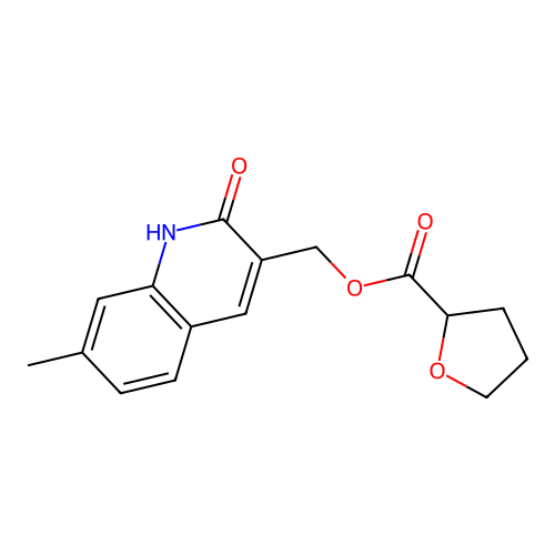 (7-Methyl-2-oxo-1,2-dihydroquinolin-3-yl)methyl tetrahydrofuran-2-carboxylate structure