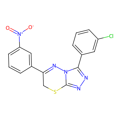 3-(3-chlorophenyl)-6-(3-nitrophenyl)-7H-[1,2,4]triazolo[3,4-b][1,3,4]thiadiazine structure
