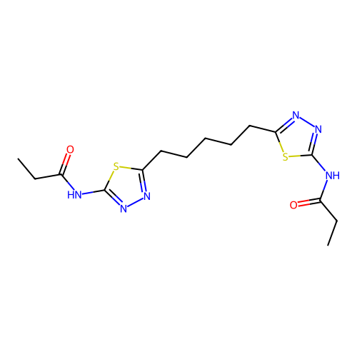 N,N'-(pentane-1,5-diyldi-1,3,4-thiadiazol-2-yl-5-ylidene)dipropanamide structure
