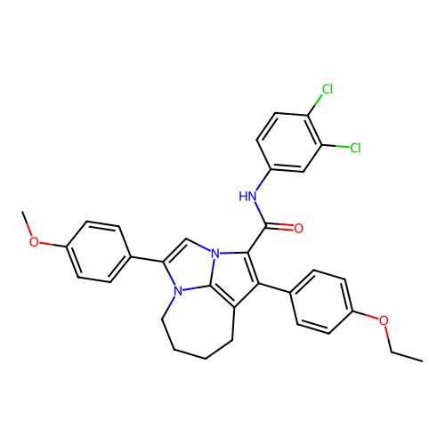 N-(3,4-dichlorophenyl)-1-(4-ethoxyphenyl)-4-(4-methoxyphenyl)-5,6,7,8-tetrahydro-2a,4a-diazacyclopenta[cd]azulene-2-carboxamide structure