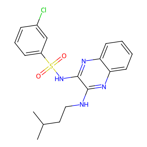 3-chloro-N-(3-(isopentylamino)quinoxalin-2-yl)benzenesulfonamide structure