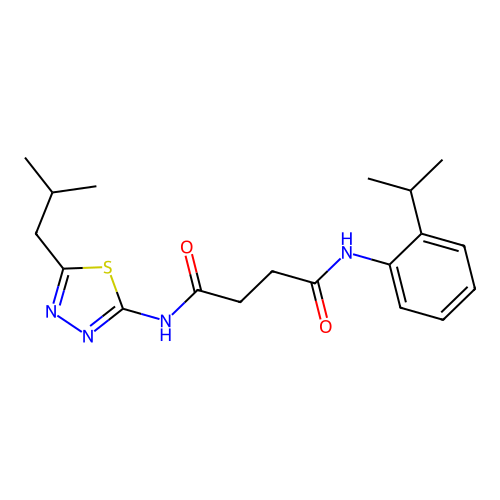 N1-(5-isobutyl-1,3,4-thiadiazol-2-yl)-N4-(2-isopropylphenyl)succinamide structure