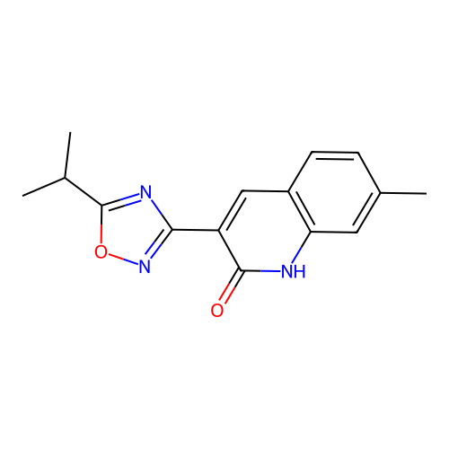 7-methyl-3-[5-(propan-2-yl)-1,2,4-oxadiazol-3-yl]quinolin-2(1H)-one structure