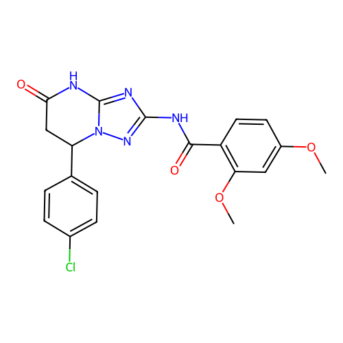 N-(7-(4-chlorophenyl)-5-oxo-4,5,6,7-tetrahydro-[1,2,4]triazolo[1,5-a]pyrimidin-2-yl)-2,4-dimethoxybenzamide structure