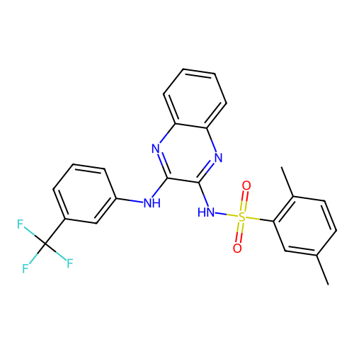 2,5-dimethyl-N-(3-((3-(trifluoromethyl)phenyl)amino)quinoxalin-2-yl)benzenesulfonamide structure