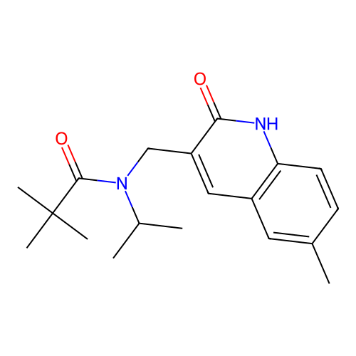 N-((2-hydroxy-6-methylquinolin-3-yl)methyl)-N-isopropylpivalamide structure