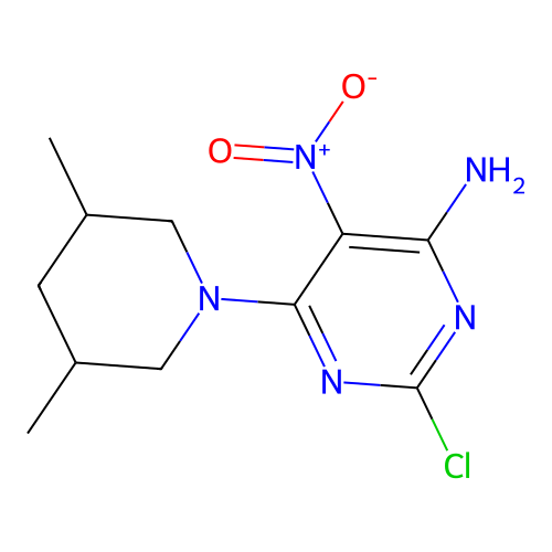 2-Chloro-6-(3,5-dimethylpiperidin-1-yl)-5-nitropyrimidin-4-amine structure