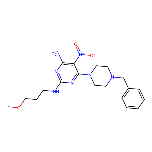 6-(4-benzylpiperazin-1-yl)-N~2~-(3-methoxypropyl)-5-nitropyrimidine-2,4-diamine structure