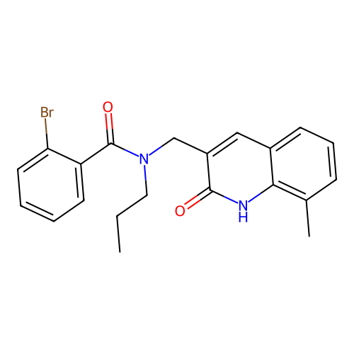 2-bromo-N-[(8-methyl-2-oxo-1,2-dihydroquinolin-3-yl)methyl]-N-propylbenzamide structure