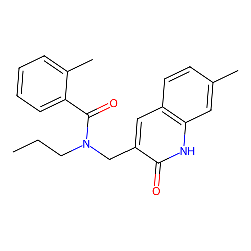 2-methyl-N-[(7-methyl-2-oxo-1H-quinolin-3-yl)methyl]-N-propylbenzamide structure
