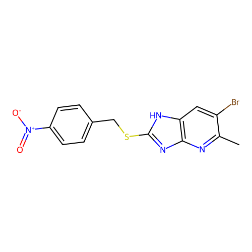 6-Bromo-5-methyl-2-(4-nitro-benzylsulfanyl)-3H-imidazo[4,5-b]pyridine structure