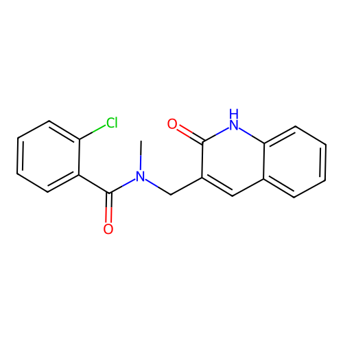 2-chloro-N-methyl-N-[(2-oxo-1H-quinolin-3-yl)methyl]benzamide structure
