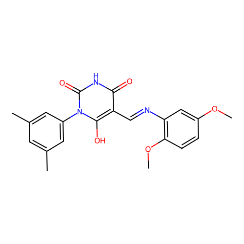 5-[(2,5-dimethoxyanilino)methylidene]-1-(3,5-dimethylphenyl)-1,3-diazinane-2,4,6-trione structure