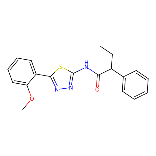 N-(5-(2-methoxyphenyl)-1,3,4-thiadiazol-2-yl)-2-phenylbutanamide structure