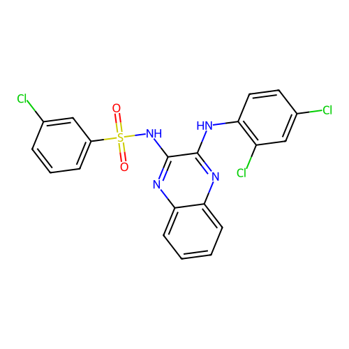 3-chloro-N-[3-(2,4-dichloroanilino)quinoxalin-2-yl]benzenesulfonamide structure