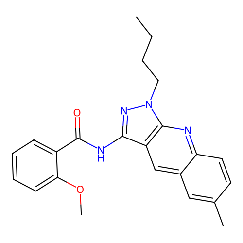N-(1-butyl-6-methylpyrazolo[3,4-b]quinolin-3-yl)-2-methoxybenzamide structure