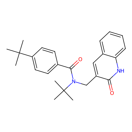 N,4-ditert-butyl-N-[(2-oxo-1H-quinolin-3-yl)methyl]benzamide structure