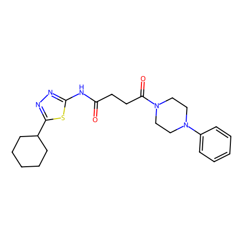 N-(5-cyclohexyl-1,3,4-thiadiazol-2-yl)-4-oxo-4-(4-phenylpiperazin-1-yl)butanamide structure