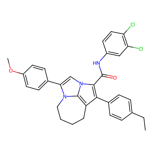 N-(3,4-dichlorophenyl)-1-(4-ethylphenyl)-4-(4-methoxyphenyl)-5,6,7,8-tetrahydro-2a,4a-diazacyclopenta[cd]azulene-2-carboxamide structure
