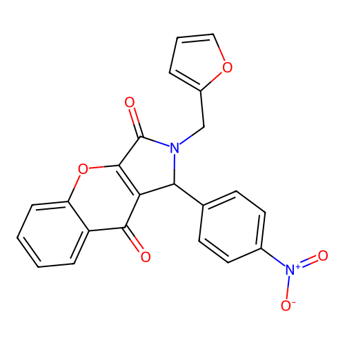 2-(furan-2-ylmethyl)-1-(4-nitrophenyl)-1,2-dihydrochromeno[2,3-c]pyrrole-3,9-dione structure