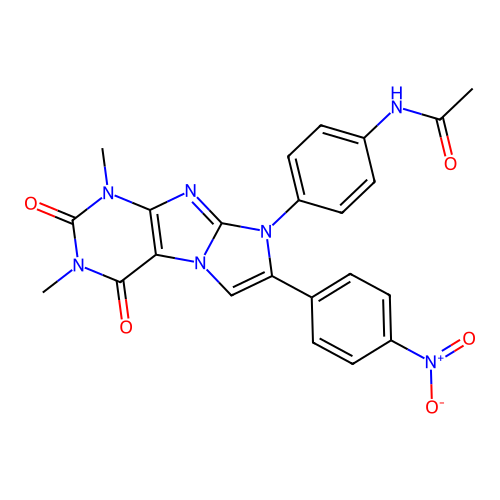 N-(4-(1,3-dimethyl-7-(4-nitrophenyl)-2,4-dioxo-3,4-dihydro-1H-imidazo[2,1-f]purin-8(2H)-yl)phenyl)acetamide structure