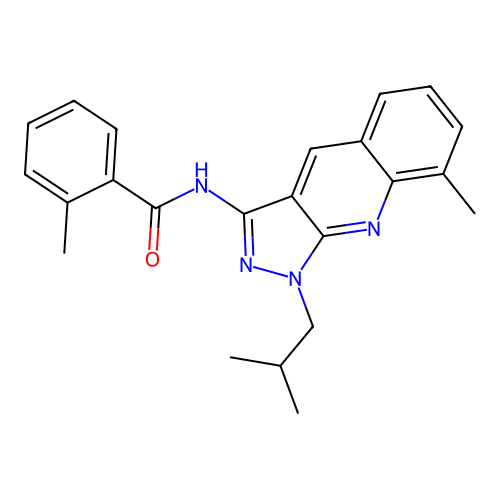 N-(1-isobutyl-8-methyl-1H-pyrazolo[3,4-b]quinolin-3-yl)-2-methylbenzamide structure