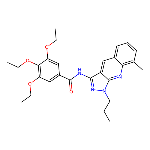 3,4,5-triethoxy-N-(8-methyl-1-propylpyrazolo[3,4-b]quinolin-3-yl)benzamide structure