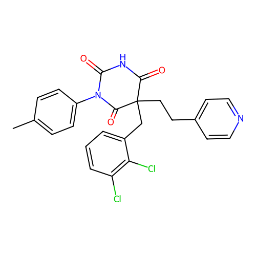 5-(2,3-Dichloro-benzyl)-5-(2-pyridin-4-yl-ethyl)-1-p-tolyl-pyrimidine-2,4,6-trione structure