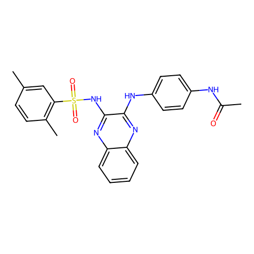 N-(4-((3-(2,5-dimethylphenylsulfonamido)quinoxalin-2-yl)amino)phenyl)acetamide structure