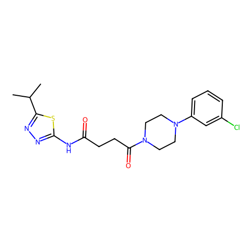 4-(4-(3-chlorophenyl)piperazin-1-yl)-N-(5-isopropyl-1,3,4-thiadiazol-2-yl)-4-oxobutanamide structure