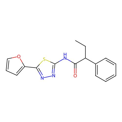 N-(5-(furan-2-yl)-1,3,4-thiadiazol-2-yl)-2-phenylbutanamide structure