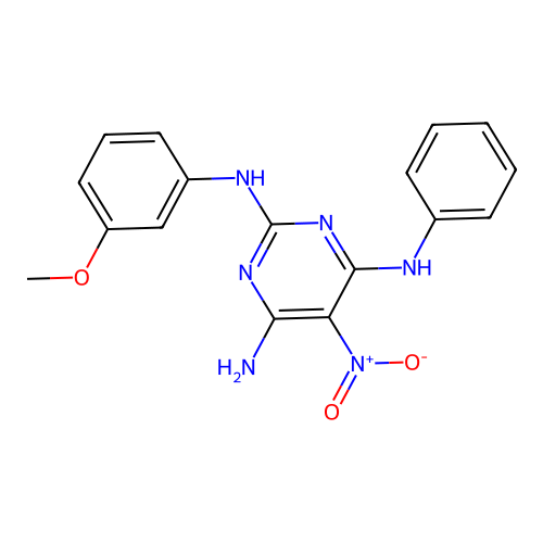 {6-Amino-2-[(3-methoxyphenyl)amino]-5-nitropyrimidin-4-yl}phenylamine structure