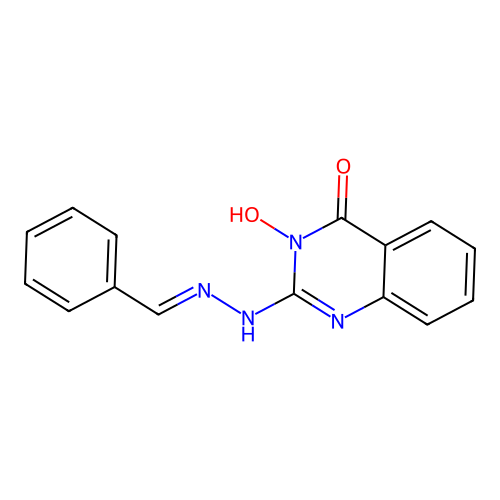 (E)-2-(2-benzylidenehydrazinyl)-3-hydroxyquinazolin-4(3H)-one structure