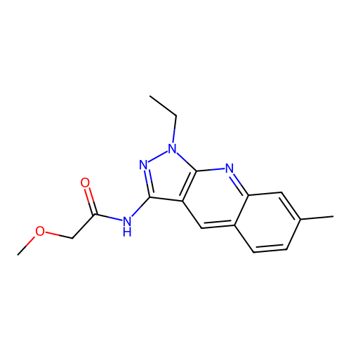 N-(1-ethyl-7-methyl-1H-pyrazolo[3,4-b]quinolin-3-yl)-2-methoxyacetamide structure