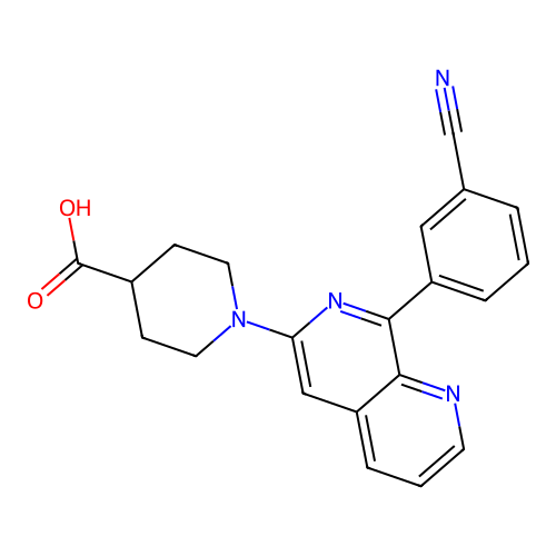 1-(8-(3-Cyanophenyl)-1,7-naphthyridin-6-yl)piperidine-4-carboxylic acid structure