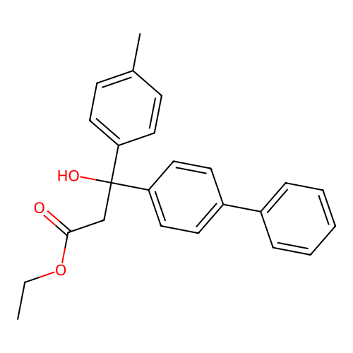 Ethyl 3-hydroxy-3-(4-methylphenyl)-3-(4-phenylphenyl)propanoate structure