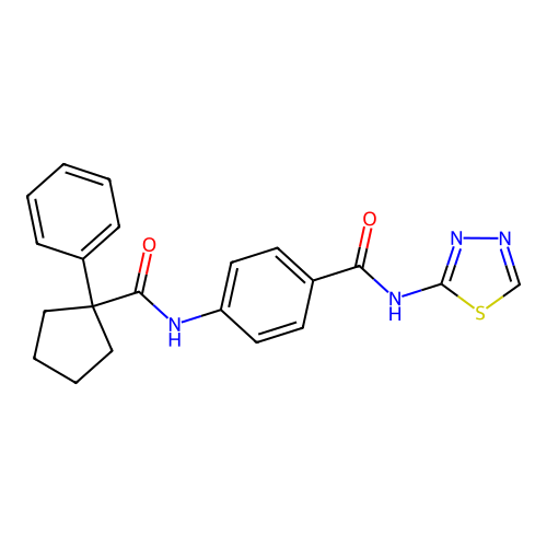 4-(1-phenylcyclopentanecarboxamido)-N-(1,3,4-thiadiazol-2-yl)benzamide structure