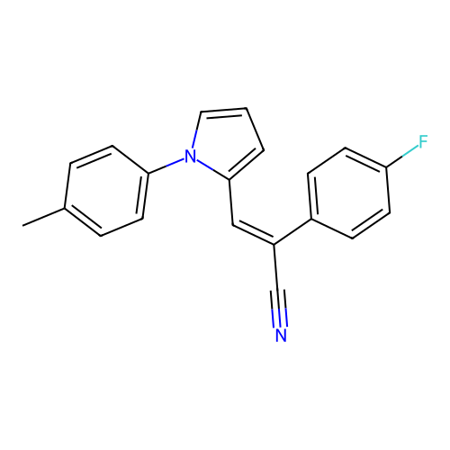 (E)-2-(4-fluorophenyl)-3-[1-(4-methylphenyl)pyrrol-2-yl]prop-2-enenitrile structure