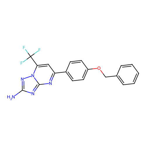 5-[4-(benzyloxy)phenyl]-7-(trifluoromethyl)[1,2,4]triazolo[1,5-a]pyrimidin-2-amine structure