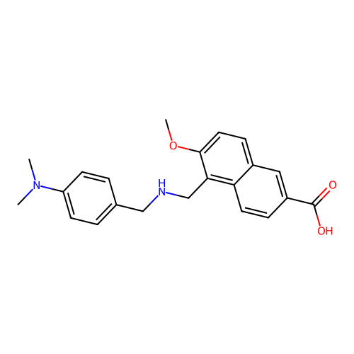 5-({[4-(Dimethylamino)benzyl]amino}methyl)-6-methoxy-2-naphthoic acid structure