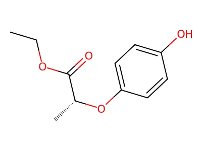 Propanoic acid, 2-(4-hydroxyphenoxy)-, ethyl ester structure
