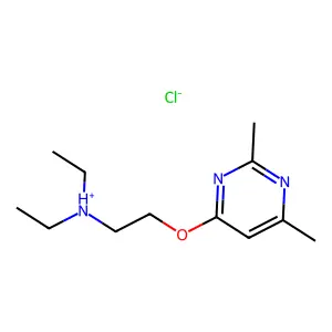 Ethanamine, N,N-diethyl-2-((2,6-dimethyl-4-pyrimidinyl)oxy)-, monohydrochloride structure