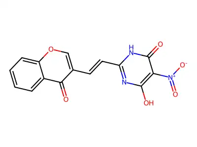 4-hydroxy-5-nitro-2-[2-(4-oxochromen-3-yl)ethenyl]-1H-pyrimidin-6-one structure