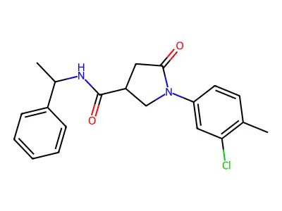 1-(3-chloro-4-methylphenyl)-5-oxo-N-(1-phenylethyl)pyrrolidine-3-carboxamide structure