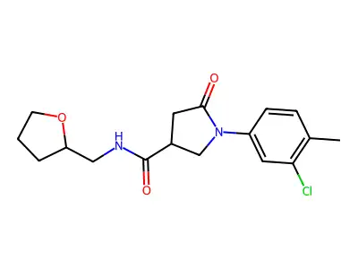 1-(3-chloro-4-methylphenyl)-5-oxo-N-(oxolan-2-ylmethyl)pyrrolidine-3-carboxamide structure