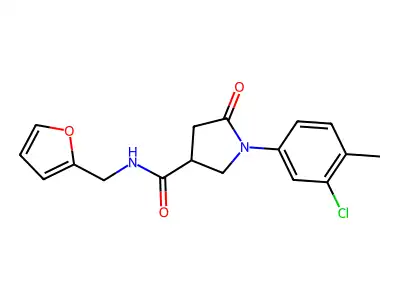 1-(3-chloro-4-methylphenyl)-N-(furan-2-ylmethyl)-5-oxopyrrolidine-3-carboxamide structure