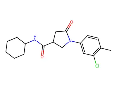 1-(3-chloro-4-methylphenyl)-N-cyclohexyl-5-oxopyrrolidine-3-carboxamide structure