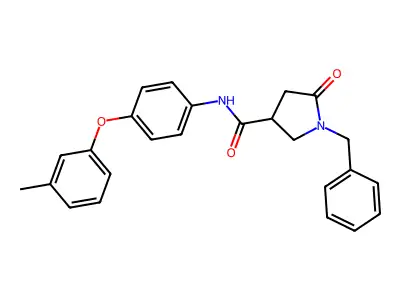 1-benzyl-N-[4-(3-methylphenoxy)phenyl]-5-oxopyrrolidine-3-carboxamide structure
