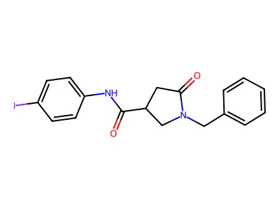 1-benzyl-N-(4-iodophenyl)-5-oxopyrrolidine-3-carboxamide structure
