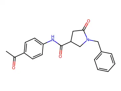 N-(4-acetylphenyl)-1-benzyl-5-oxopyrrolidine-3-carboxamide structure